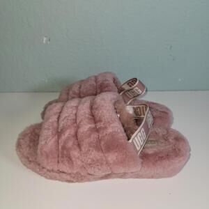 UGG Women's "Fluff Yeah" 1095119 Pink Shearling Sandals Size 10